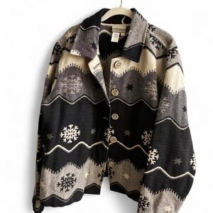 Vintage Coldwater Creek Snowflake Tapestry Sweater